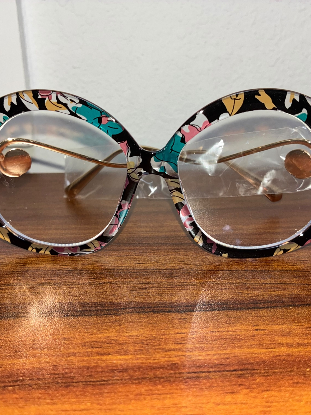Floral Round Acetate Women’s Glasses in Multi-Color